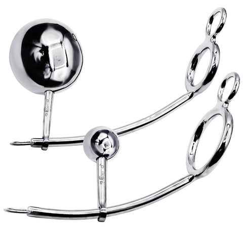 LeLuv Eyro Stainless Steel Adjustable Tailgater - Choose 32mm-64mm Cock Ring and Optional Anal Fitting - 25mm-70mm Steel Ball