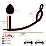 LeLuv Eyro Stainless Steel Adjustable 32mm-64mm Cock Ring Tailgater w/ Optional 25mm-70mm Anal Egg Fitting - Choose Ring and Fitting Size