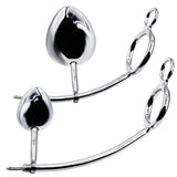 LeLuv Eyro Stainless Steel Adjustable 32mm-64mm Cock Ring Tailgater w/ Optional 25mm-70mm Anal Egg Fitting - Choose Ring and Fitting Size