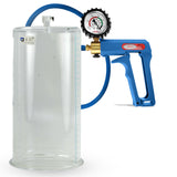 Maxi Blue Handle Silicone Hose | Penis Pump + Protected Gauge | 9" x 4.50" Cylinder