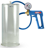 Maxi Blue Handle Silicone Hose | Penis Pump + Gauge | 12" x 5.00" Cylinder