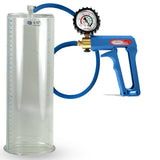 Maxi Blue Handle Silicone Hose | Penis Pump + Protected Gauge | 12" x 4.10" Cylinder