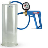 Maxi Blue Handle Silicone Hose | Penis Pump + Protected Gauge | 12" x 4.50" Cylinder