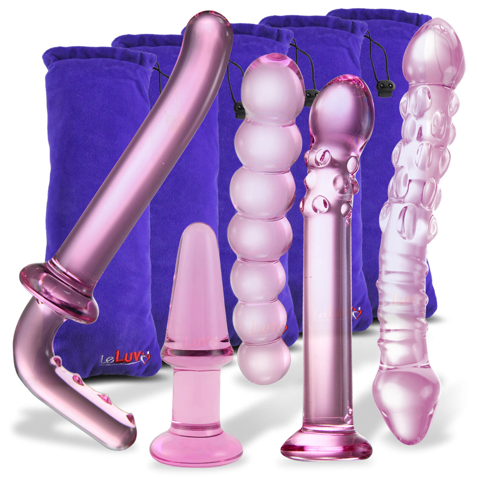 LeLuv 5 Borosilicate Glass Pink Dildos Wands Butt Plugs Sexy Gift Mass LeLuv 5 Borosilicate Glass Pink Dildos Wands Butt Plugs Sexy Gift Mass