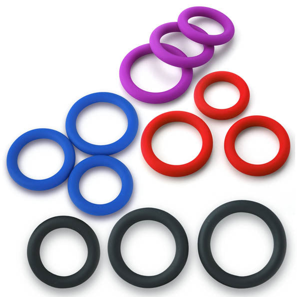 LeLuv Round Smooth Cock Ring 3-Pack - 32mm (1.3"), 37mm (1.5") and 42m