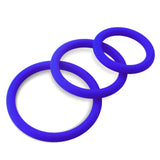 Thin Round Smooth Cock Ring 3 Pack - 32mm/40mm/50mm Blue