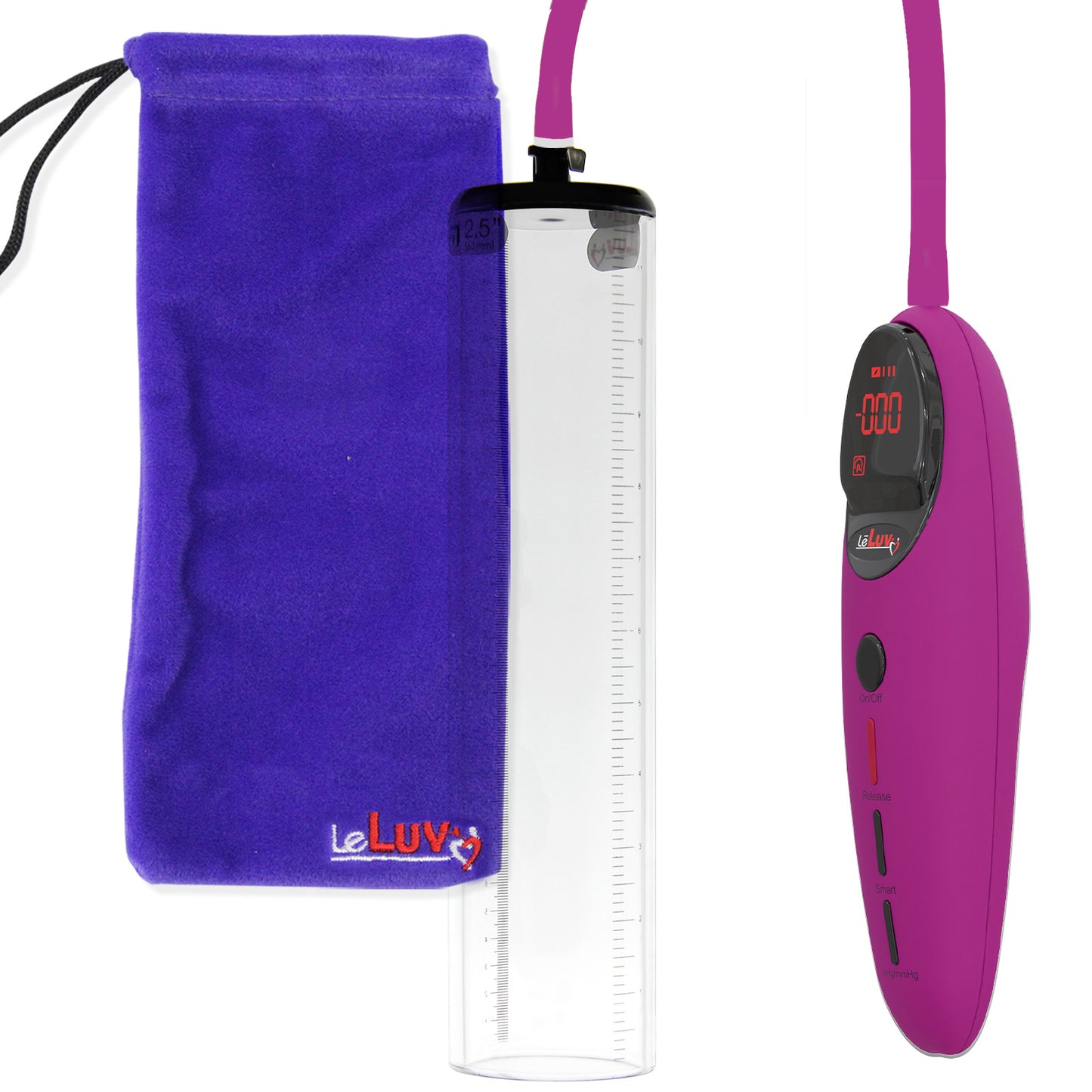 Penis Pump Magna Pro Handle Purple | 2.5" Diameter x 12" Length Thick-Walled Penis Cylinder