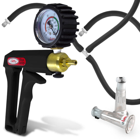 LeLuv MAXI Black + Gauge & Cover Nipple Pump Slippery Black Hose Extra-Small