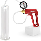 Maxi Red Handle Clear Hose | Penis Pump + Protected Gauge | 12" x 3.25"