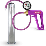 MAXI Purple Penis Pump with Premium Hose with Gauge & Cover 12" Length x 1.75" Diameter Wide Flange Cylinder