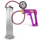 MAXI Purple Penis Pump with Premium Hose with Gauge & Cover 9" Length x 2.00" Diameter Wide Flange Cylinder