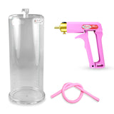 Maxi Pink Handle Silicone Hose | Penis Pump + 9" x 3.70" Cylinder