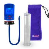 Smart LCD iPump Penis Pump , Silicone Hose | Blue Head - 12" x 2.25" Acrylic Cylinder