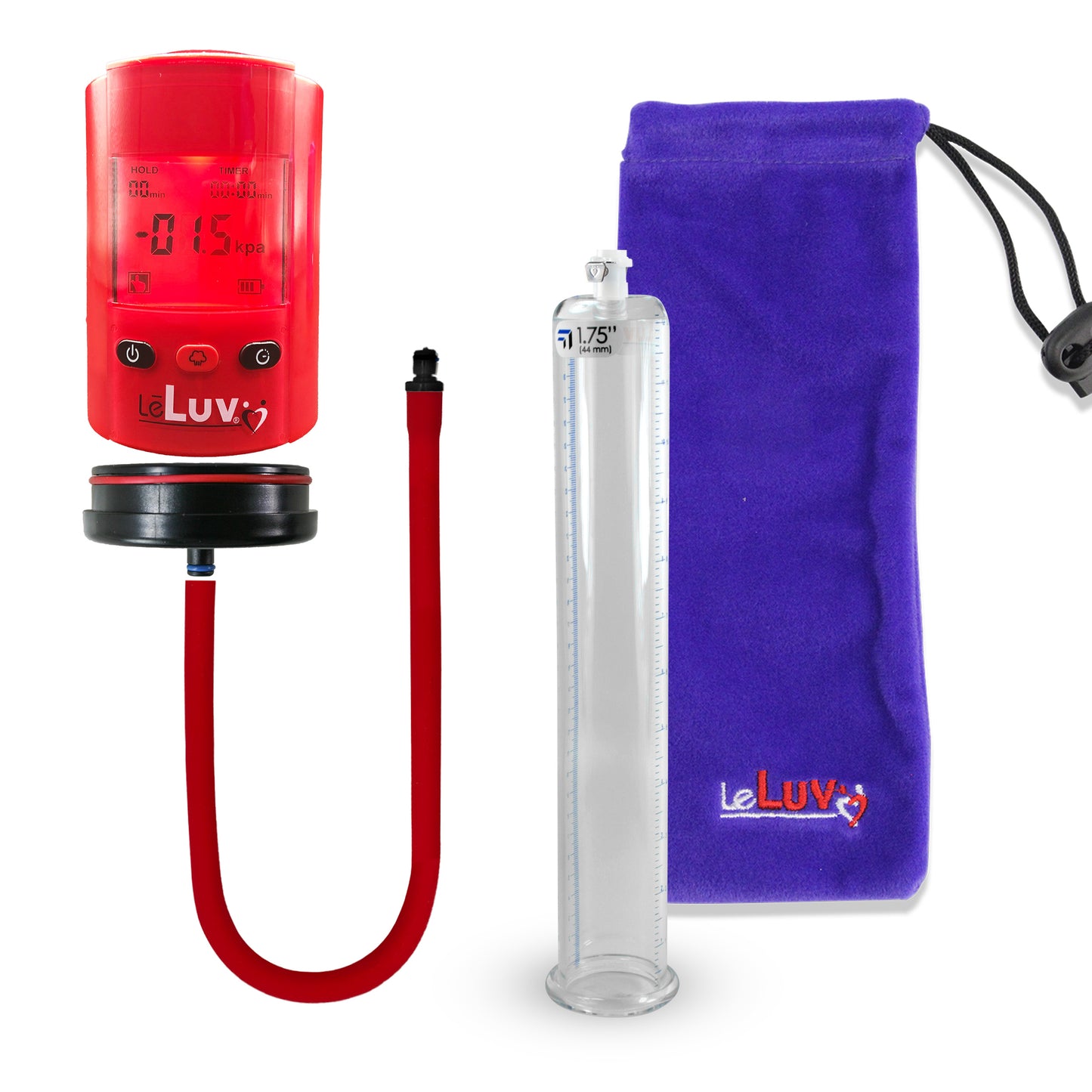Smart LCD iPump Penis Pump , Silicone Hose | Red Head - 12" x 1.75" Acrylic Cylinder