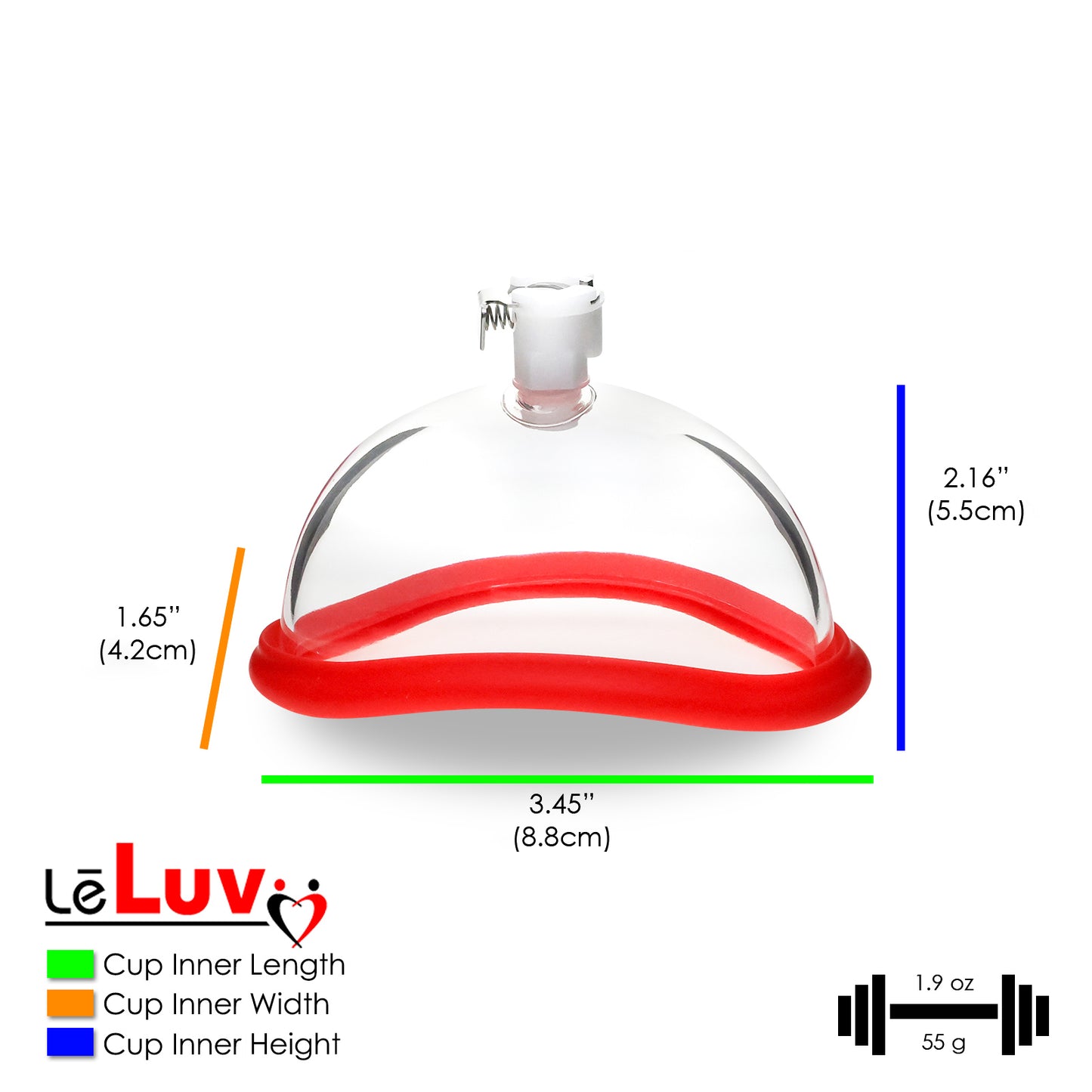 Replacement Contoured Labia Vacuum Cup & Fitting with Red cushion sleeve