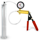 Ultima Red Rubber Grip, Clear Hose | Penis Pump + Protected Gauge | 12" x 1.50"