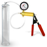 Ultima Red Rubber Grip, Clear Hose | Penis Pump + Protected Gauge | 12" x 2.125"
