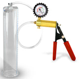 Ultima Red Rubber Grip, Clear Hose | Penis Pump + Protected Gauge | 12" x 2.50"