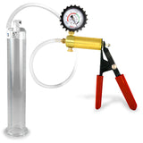 Ultima Red Rubber Grip, Clear Hose | Penis Pump + Protected Gauge | 9" x 1.50"