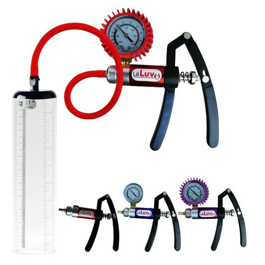 LeLuv Primo Lite Penis Pump - Vacuum and Inflator Handle - Thick-Walled Cylinder Options