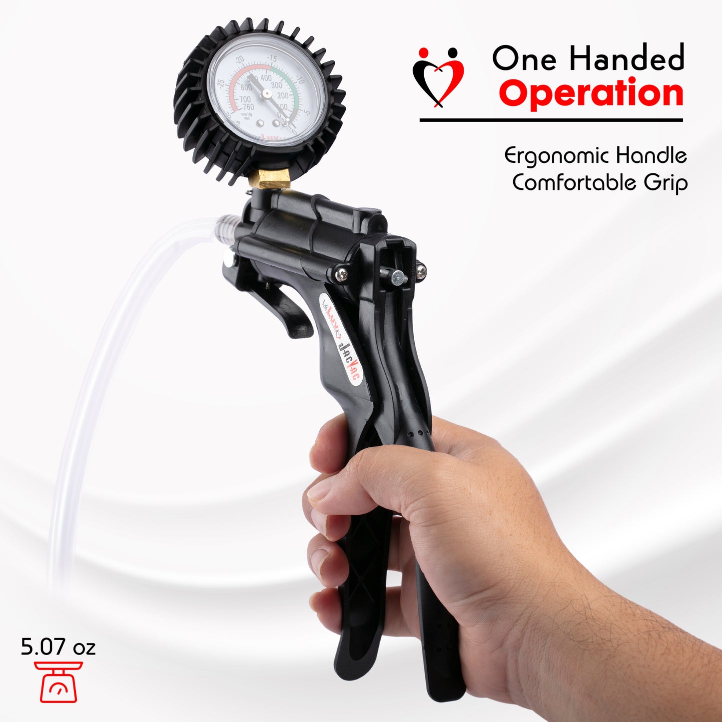 LeLuv JacVac Penis Pump - Swivel Handle + Protected Gauge - 9" Round Flange