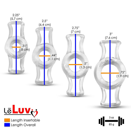 LeLuv Constriction Rings 4-Pack Clear Stretchy Handles