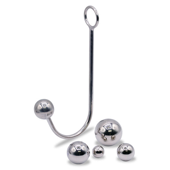 LeLuv Eyro Stainless Steel Anal Hook with Rope Ring - Choose 25-70mm B LeLuv Eyro Stainless Steel Anal Hook with Rope Ring - Choose 25-70mm B