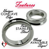 Imperator Concave Edge Stainless Steel Cock Rings in Three Finishes | 34 mm (1.34") - 62 mm (2.44") I.D. Sizes