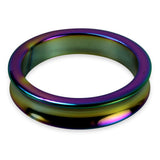 Imperator Cock Ring Stainless Steel Concave Edge Rainbow Plasma Coated (Rainbow) ID 58 mm (2.28")