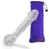 LeLuv Glass Large Stylized Realistic Clear Standing Cock & Balls Dildo