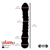 LeLuv Glass 8 Inch Double-ended Slim Curved Wand with Pleasure Dots Dildo