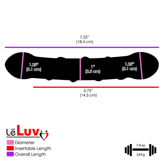 LeLuv Glass Dildo Slight Curve Double-Ended with Pink Swirls