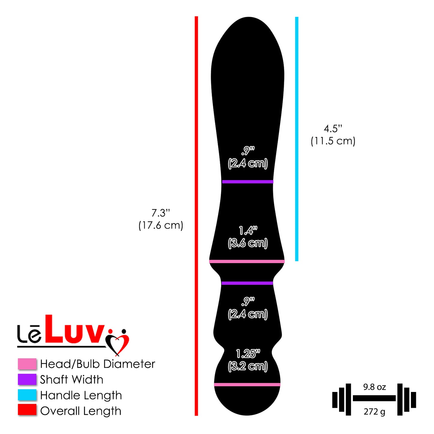 Glass Dildo with Ribbed Straight Shaft and Round Tip