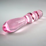 LeLuv Glass All Pink Wavy Straight Wand Dildo