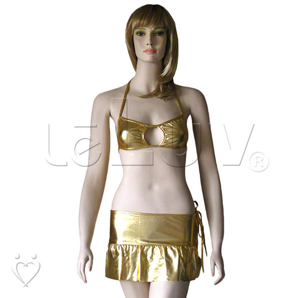 Role play Cleopatra Gold Clubwear Bikini Vinyl Lingerie Dress 1 Size