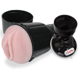 Male Masturbator Handheld Realistic VAGINA Texture in Black Case with Suction Cup Mount