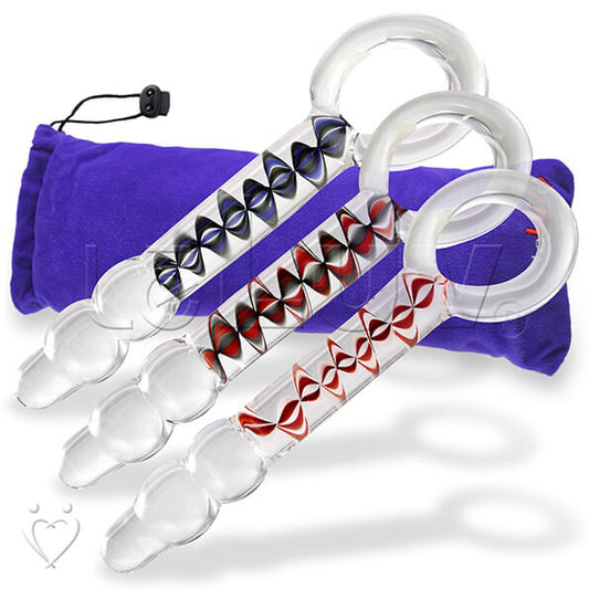 LeLuv Glass 8 Inch Helix Wand Ring Handle Dildo