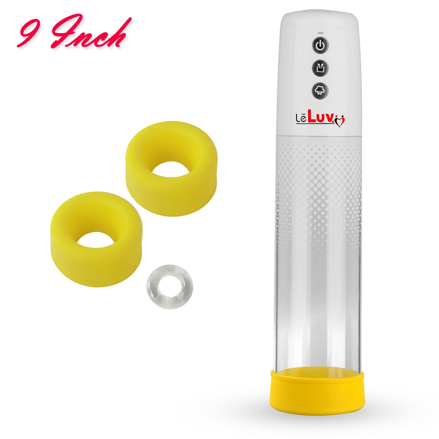 LeLuv® iPump® 3-Speed Battery-Powered Penis Pump with Donut Cock Ring & 3 Premium Sleeves