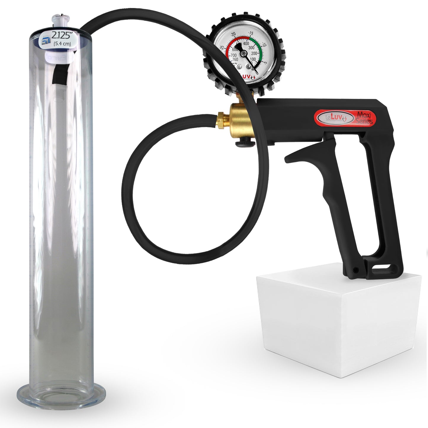 LeLuv Maxi Penis Pump | Black Handle, Silicone Hose, All Gauge Options | WIDE FLANGE Cylinder