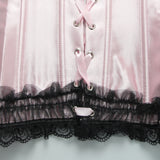 Lingerie Corset Set Pink Lace Bow Costume Bustier PLUS SIZE AVAILABLE