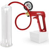 LeLuv Maxi Penis Pump | Red/Pink Handle, Silicone Hose, No Gauge | Round Flange Cylinder