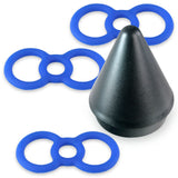 Black Slippery Silicone Premium Loop Handle Tension Ring 3-Pack w/ Loader Cone "#3" - .5"