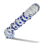 LeLuv Glass 7 Inch Textured Penis Pearly Shaft Realistic Tip Dildo