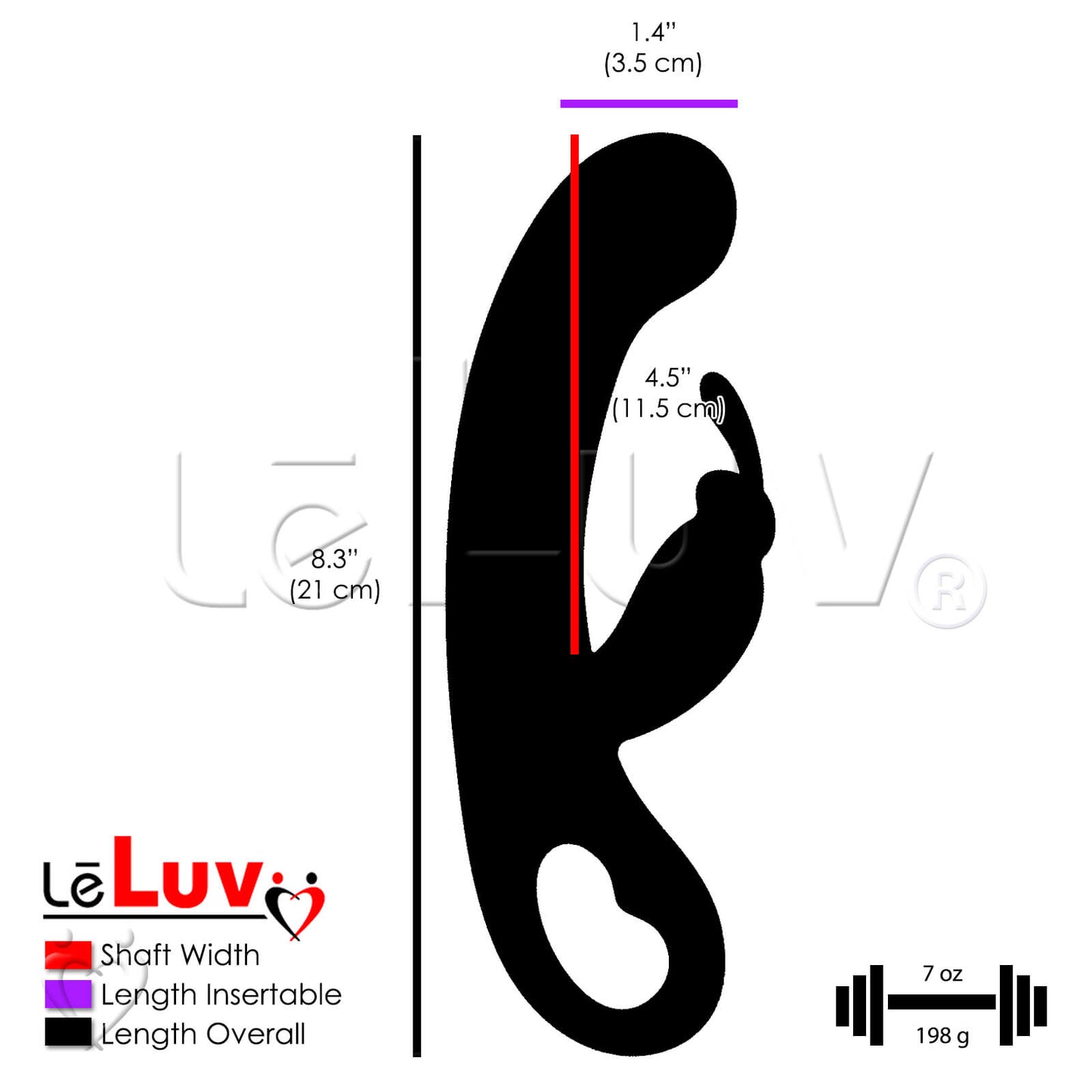 Rabbit Vibrator Curved G-Spot Tip Hollow Handle Smooth Silicone