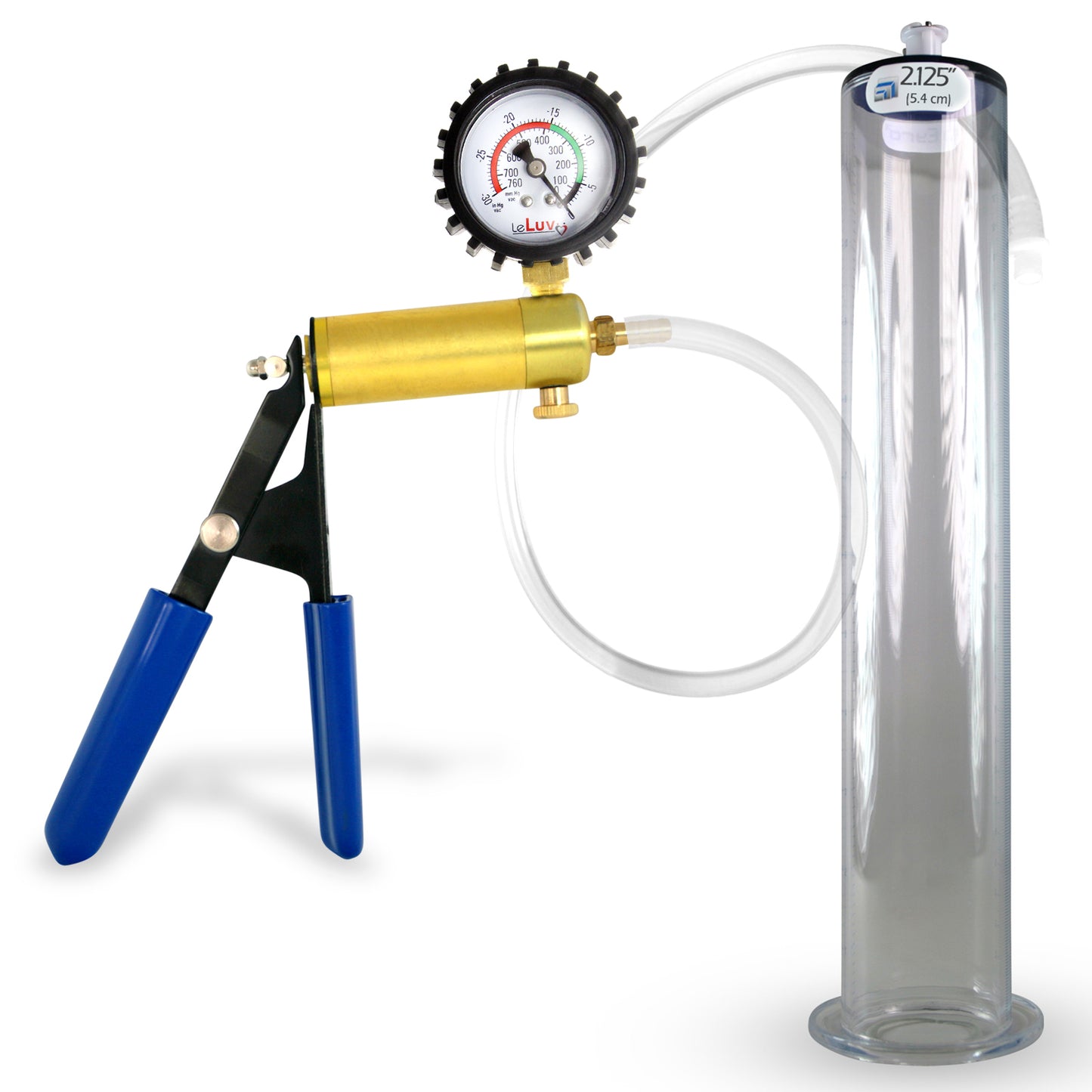 LeLuv® Ultima Penis Pump - Rubber Grips, Clear Hose with Wide Flange Cylinder - Choose Length & Diameter