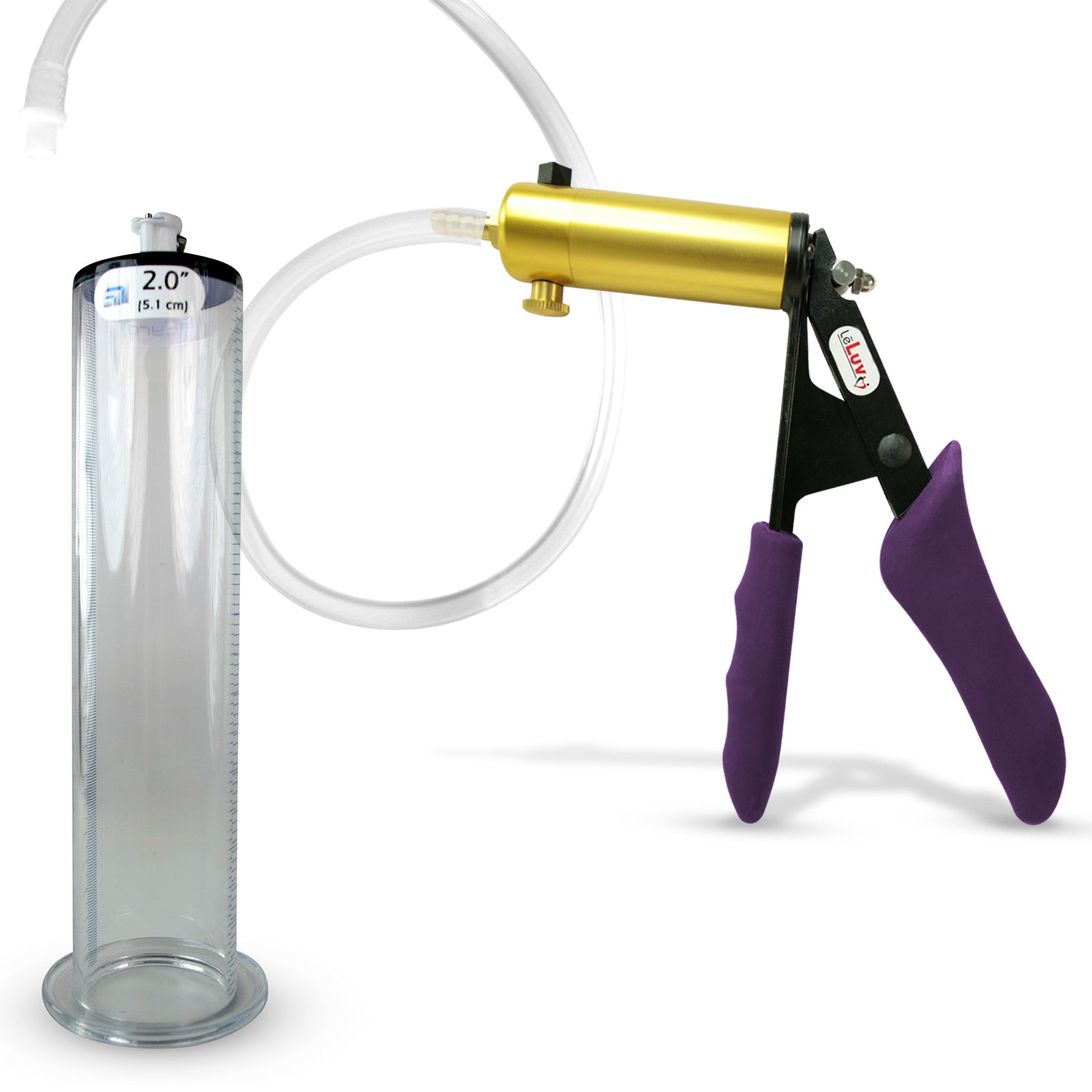 LeLuv Ultima Penis Pump - Purple Silicone Grips, Clear Hose - Wide Fl