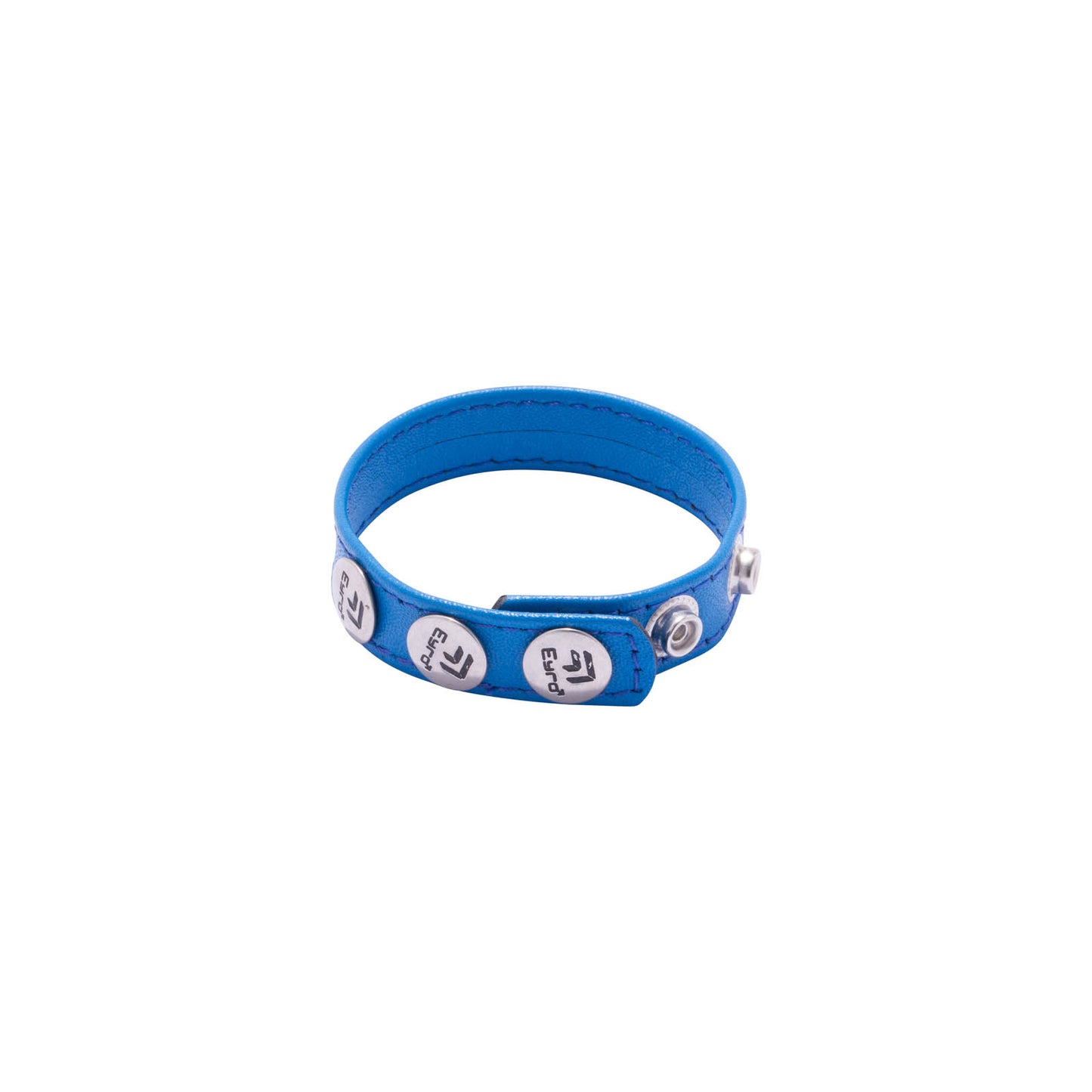 Eyro 3 Snap Blue Leather Cock Ring Adjustable Strap BDSM