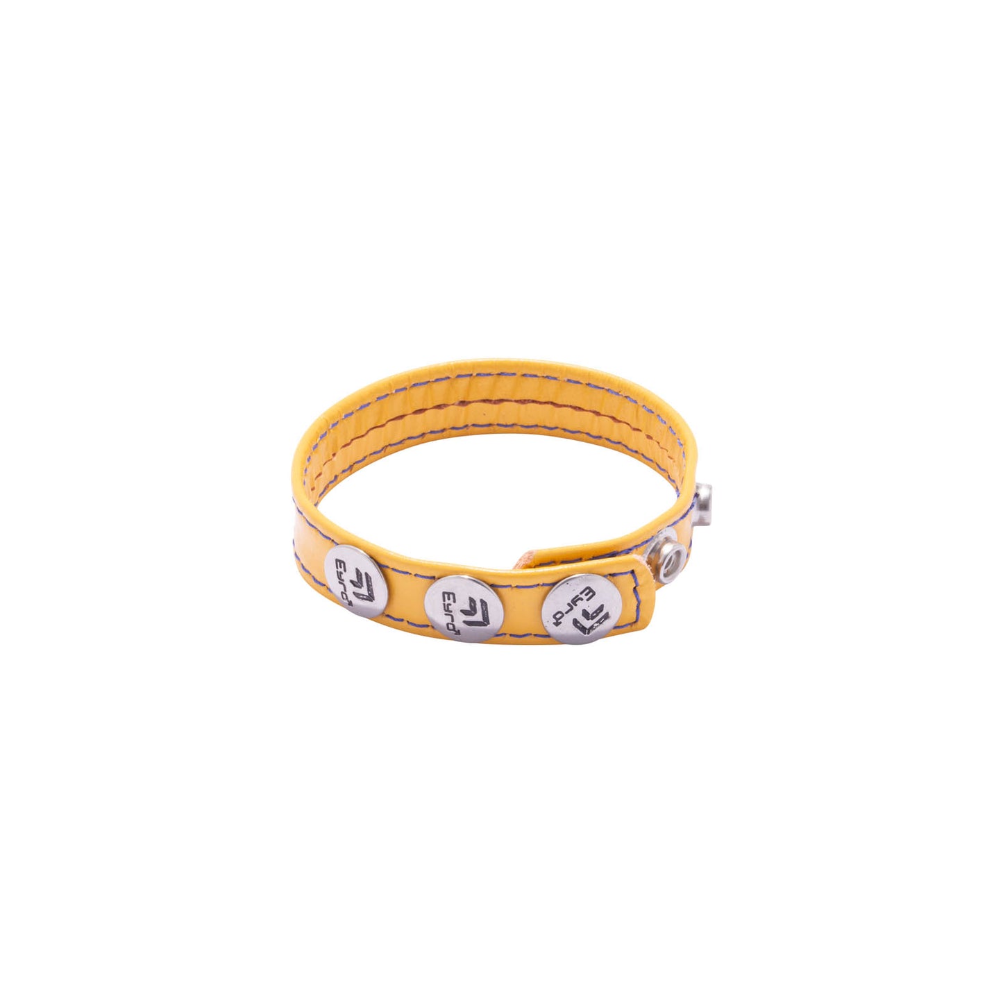 Eyro 3 Snap Yellow Leather Cock Ring Adjustable Strap BDSM