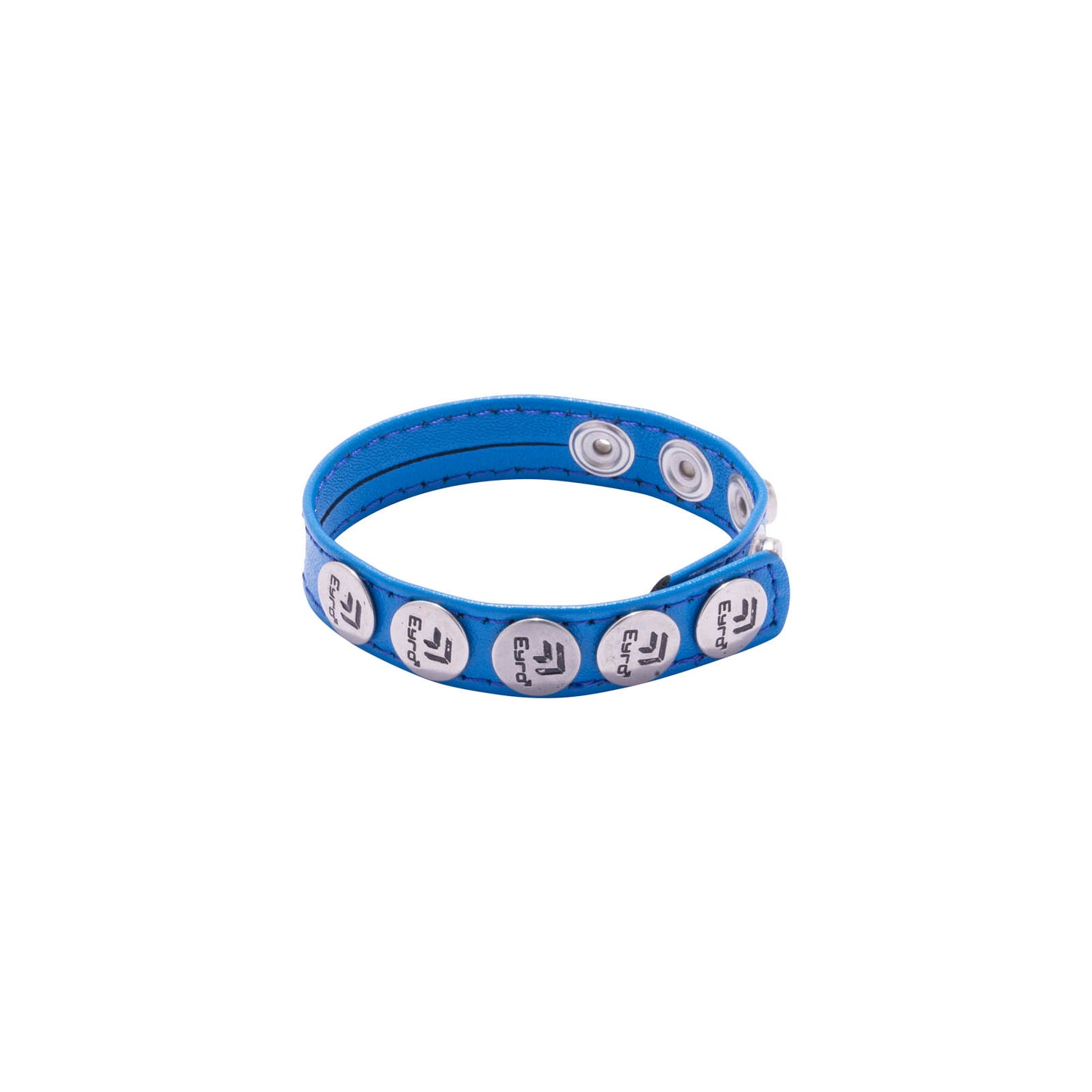 Eyro 5 Snap Blue Leather Cock Ring Adjustable Strap BDSM