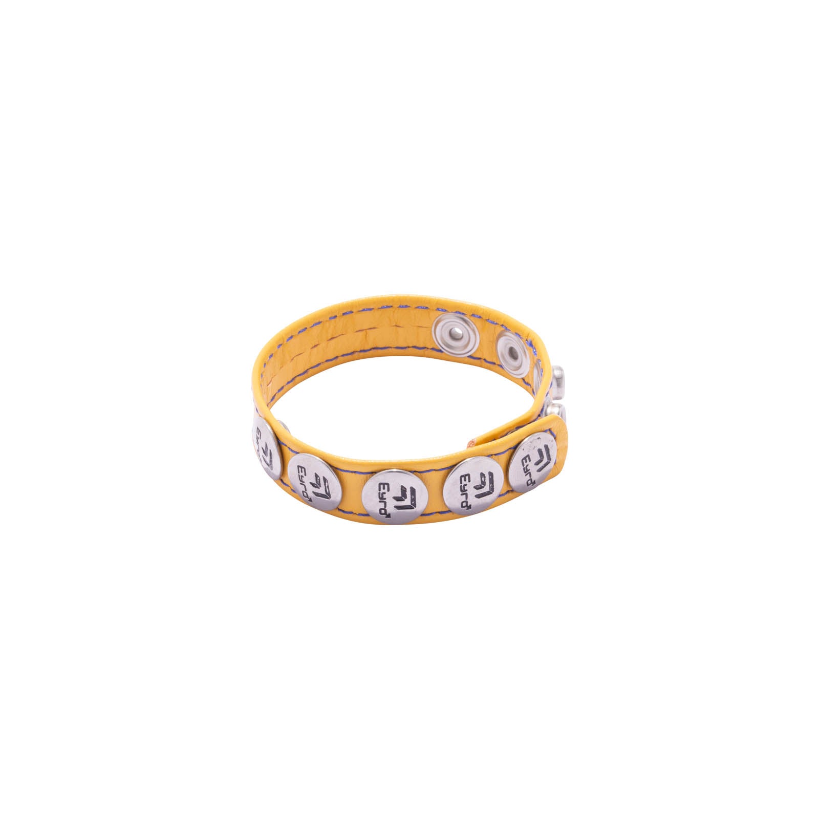 Eyro 10 Snap Yellow Leather Cock Ring Adjustable Strap BDSM